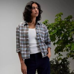 NEW Alpine Design Midweight Flannel Shirt Blue Brown Fall River Plaid Size M